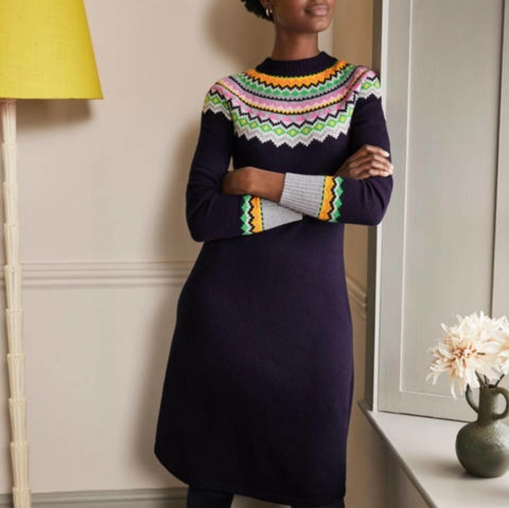 Boden 6 6L Millie Fairisle Alpaca Wool Knit Dress